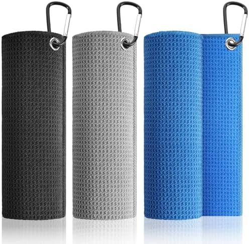 3 Pack Golf Towels with Carabiners, Durable Microfiber by Unknown