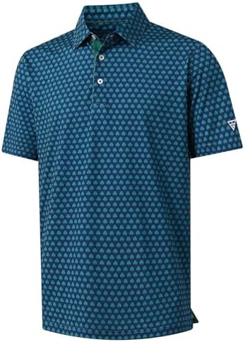 M MAELREG Mens Golf Shirt Short Sleeve Dry Fit Print Moisture Wicking by MAELREG