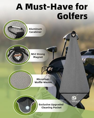 Magnetic Golf Towel with Upgraded Cleaning Pocket & Clip 20" x 20" - Image 4