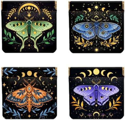 Peacoblue Bohemian moth Coin Purse, PU Leather Squeeze Pouch 4PCS by PEACOBLUE