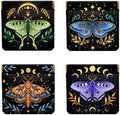 Peacoblue Bohemian moth Coin Purse, PU Leather Squeeze Pouch 4PCS by PEACOBLUE