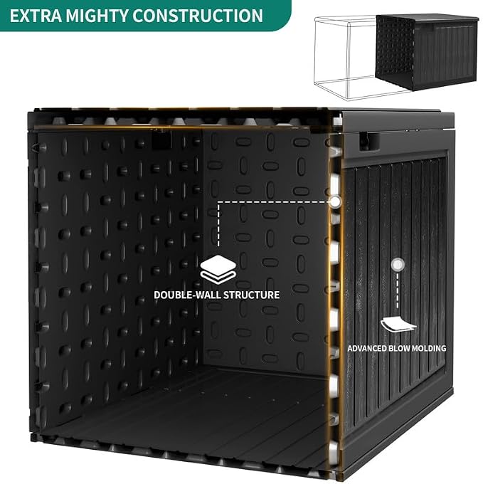 YITAHOME 90 Gallon Large Deck Box | Double-Wall Resin Outdoor Storage Boxes - Image 2