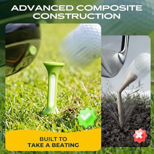 Golf Tees - 3 1/4" Composite Plastic Tees, Hybrid Low-Spin Silicone Cups - Image 4