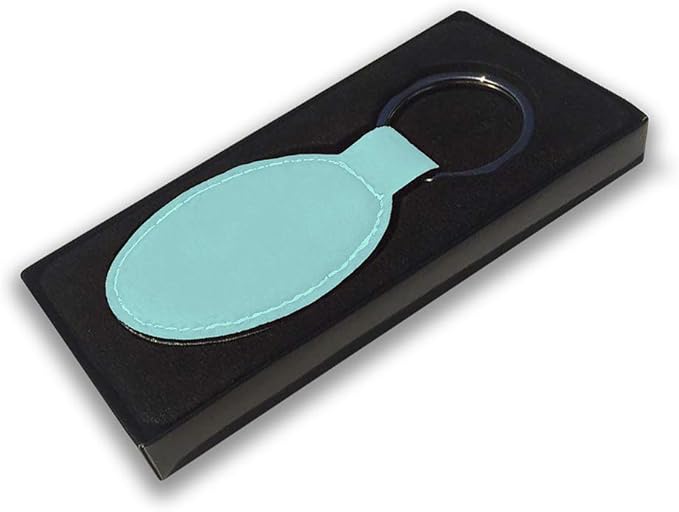 LaserGram Oval Keychain, Palm Trees, Personalized Engraving Included (Teal)