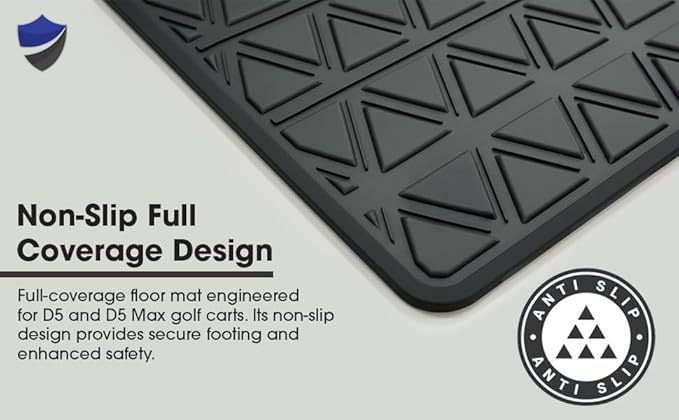 Club Clean Evolution Golf Cart Floor Mat, Fits D5 and D5 Max Models, Full Coverage 8 mm Heavy-Duty Compound Liner, Waterproof Non-Slip Floor Protector, Premium Custom Fit Design (D5 Front Row Only)