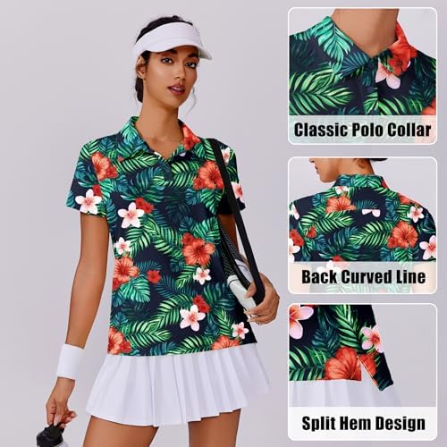 PINSPARK Women's Golf Shirt UPF 50+ Polo Shirts Short Sleeve Tennis Tops - Image 5