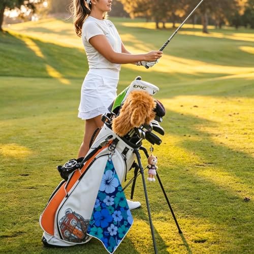 Tropical floral Waffle Weave Microfiber Golf Towel - Image 7