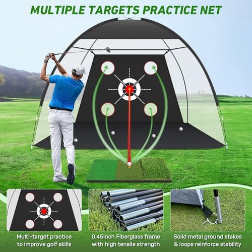 Golf Net, 10x7FT with Golf Practice Mat, Hitting Aid Nets - Image 2