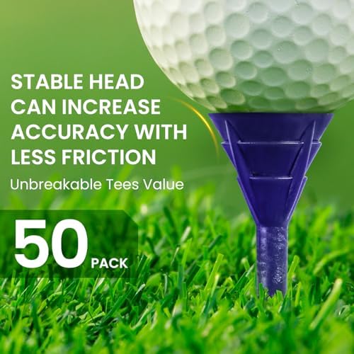 FINGER TEN Unbreakable Golf Tees Plastic 3 1/4 inch 50/100 Pack - Image 2
