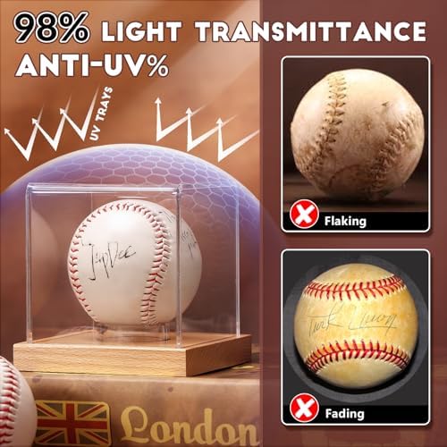 Baseball Display Case, Autograph Baseball Stand Box - Image 4