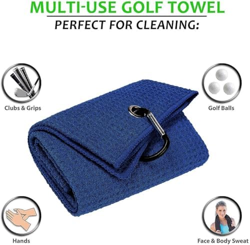 Golf Towel & Groove Cleaner Brush Kit, Tri-Fold Microfiber Waffle - Image 2