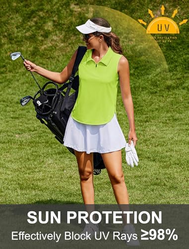 PINSPARK Golf Shirts for Women Sleeveless 1/4 Zip Tennis Polo - Image 5