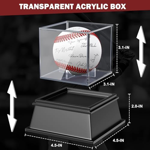 Leffis 2 Pack Baseball Display Case, Acrylic Baseball Holder Display Box - Image 3