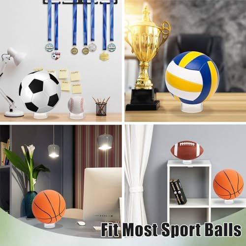 Hipiwe 6Pcs Soccer Ball Display Stands Plastic Basketball Hoder, 2.6" D - Image 3