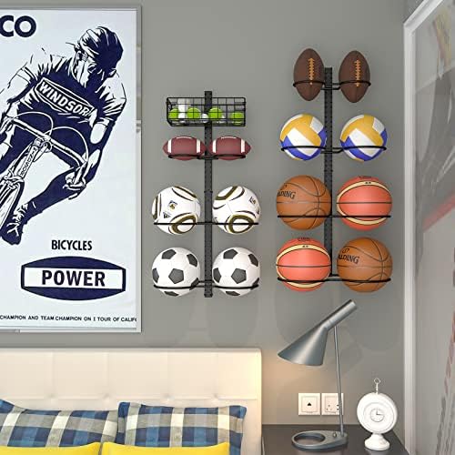 8 Tier Detachable Wall Mounted Basketball Rack, Vertical/Horizontal Football - Image 4