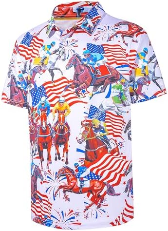 Mens Golf Shirt Short Sleeve Dry Fit Print Moisture Wicking Performance by FTFENTENG