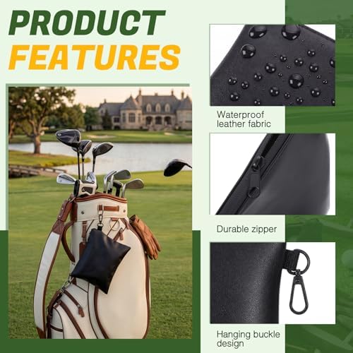Mudder 2 Pcs Valuables Golf Pouch Bucket, PU Leather Golf Tee Bag - Image 3