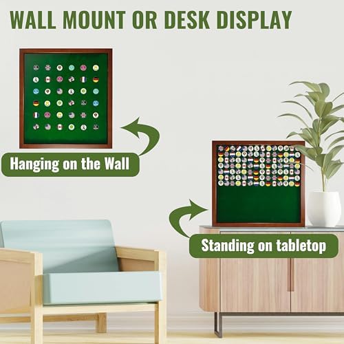 100 Golf Ball Marker Display Case Magnetic 15.5" W x 16.5" H Wall Mounted 98% - Image 4