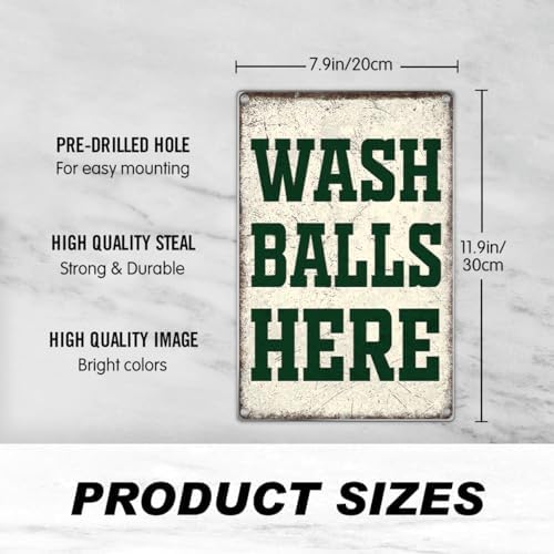 Wash Balls Here Metal Sign 8 x 12 Inch Golf Decor Funny Ball Tin Wall Art - Image 3
