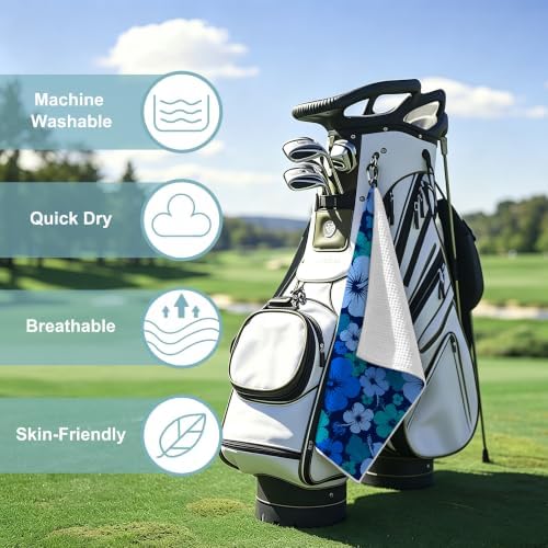 Tropical floral Waffle Weave Microfiber Golf Towel - Image 3