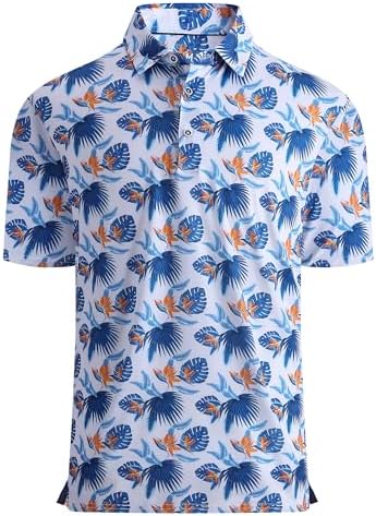 Alex Vando Mens Golf Shirt Moisture Wicking Print Performance Polo Shirt by AlexVando