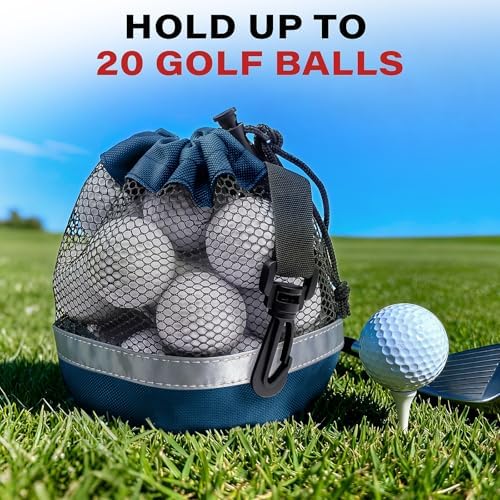 3PCS Mesh Golf Ball Bags with Reflective Strip, Nylon Bag - Image 2