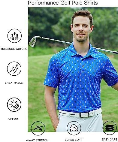 Alex Vando Mens Golf Shirt Moisture Wicking Print Performance Polo Shirt - Image 5