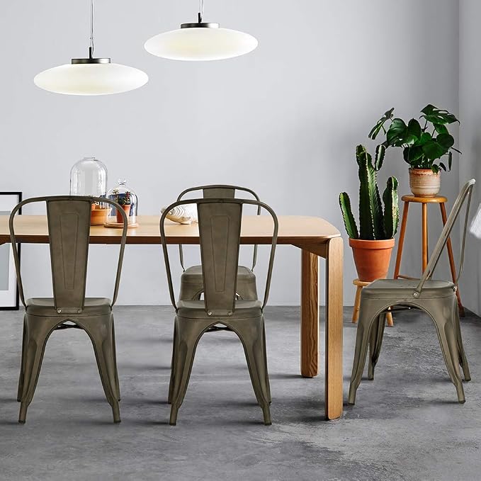 FDW Metal Chair Dining Chair Set of 4 Patio Chair Home Kitchen Chair 18 Inch - Image 5