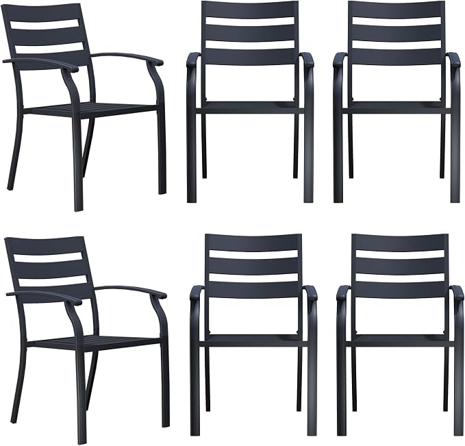 Patio Dining Chairs Set of 6, Metal Patio Furniture Set - Image 9