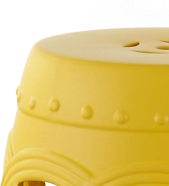 JONATHAN Y Lucky Coins 16" Ceramic Garden Stool Side Table, Matte Yellow | - Image 7