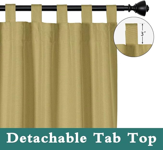 LORDTEX Indoor/Outdoor Curtains Waterproof Tab Top Patio Curtains | Sun - Image 3