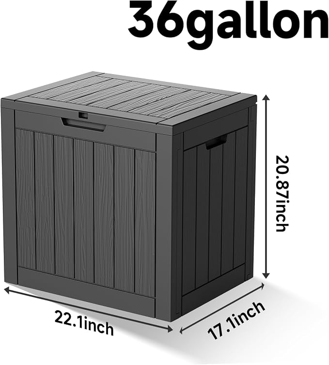 36 Gal Waterproof Outdoor Storage Box UV Resistant Deck Box | Resin storage bin - Image 2