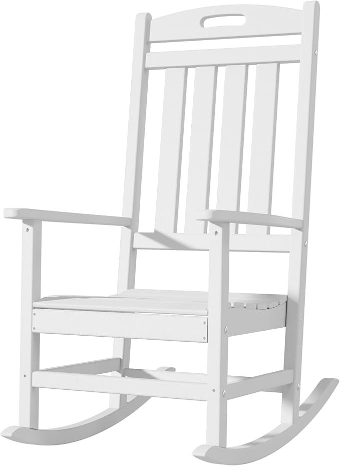 Outdoor Rocking Chair, All-Weather Resistant Poly Lumber Rocker Chair Outdoor by Adiromoti