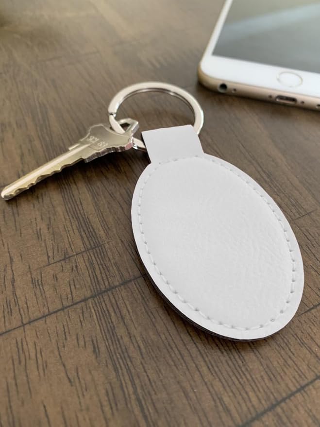 LaserGram Oval Keychain, Golf Ball, Personalized Engraving Included (White)