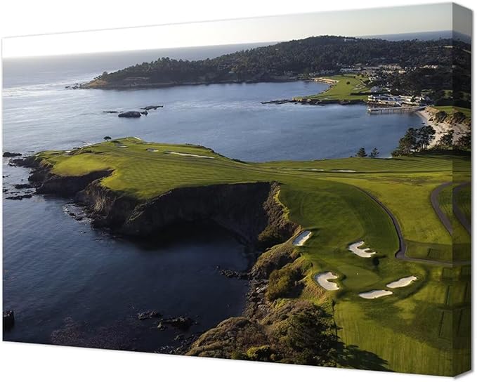 Pebble Beach Golf Course Wall Art Pictures - Pebble Beach Wall Art for Living Room Bedroom Bathroom Home Decorations Framed Artwork Canvas Prints Ready to Hang(28''H x 44''W)