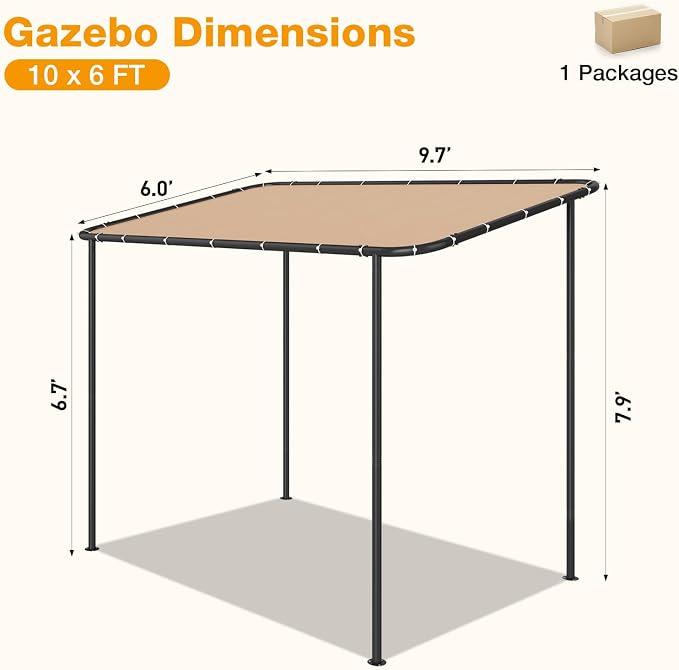 10x6 Lean to Pergola Outdoor Gazebo - Image 4