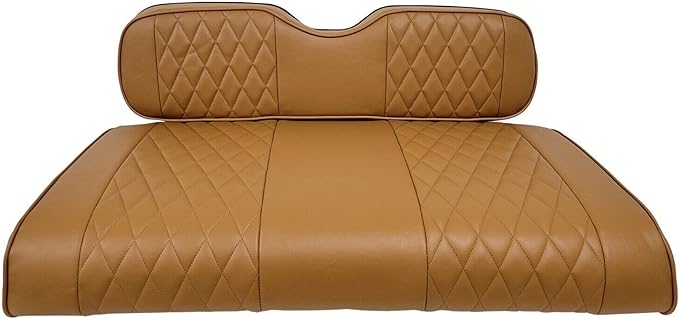 Huskey Parts Company 2PCS Brown Golf Cart Seat Cover Diamond Stitching Compatible with Yamaha Drive G29 2007-2016, Drive 2 2017+, Marine Grade Vinyl, Custom Fit, Staple On…