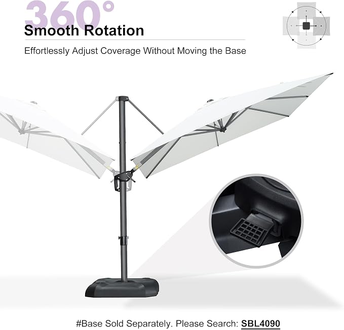 PURPLE LEAF Outdoor Umbrella 8' x 8' Square Premium Sun Protection White | - Image 7