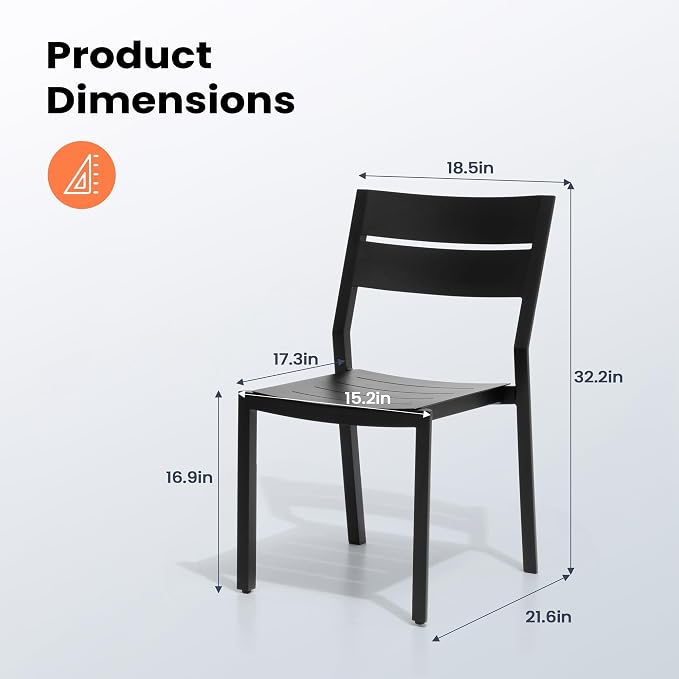 Pellebant Aluminum Stackable Outdoor Patio Dining Chairs Set of 2 | Outdoor - Image 3