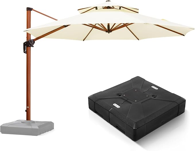 PURPLE LEAF Large 11ft Cream Cantilever Umbrella by PURPLELEAF