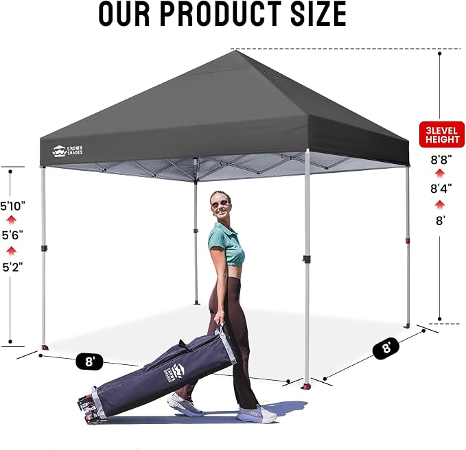 CROWN SHADES 8x8 Pop Up Canopy Tent - Image 5