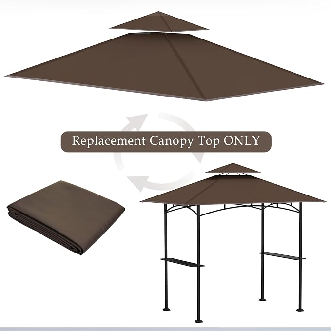5x8Ft Grill Gazebo Replacement Top, Water-Resistant Fabric, BBQ Gazebo Cover - Image 6