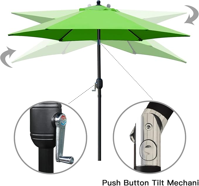 Sunnyglade 7.5' Patio Umbrella Outdoor Tilt Umbrella Crank Grass Green | Market - Image 2