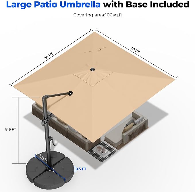 10x10 FT Cantilever Patio Umbrella - Image 8