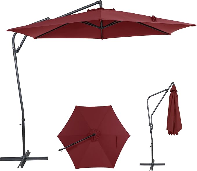 10FT Outdoor Offset Umbrella, Cantilever Patio Umbrella by AEOutdoorUSA