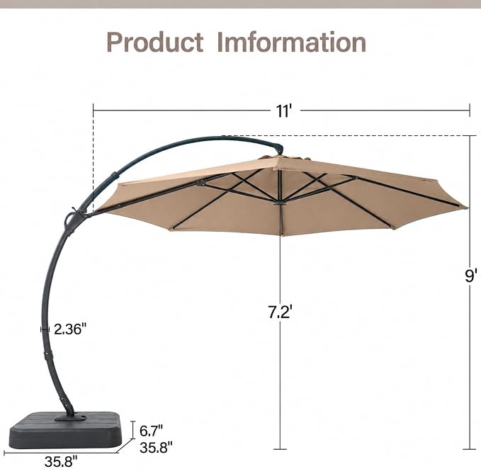 11ft Patio Cantilever Umbrella - Image 3