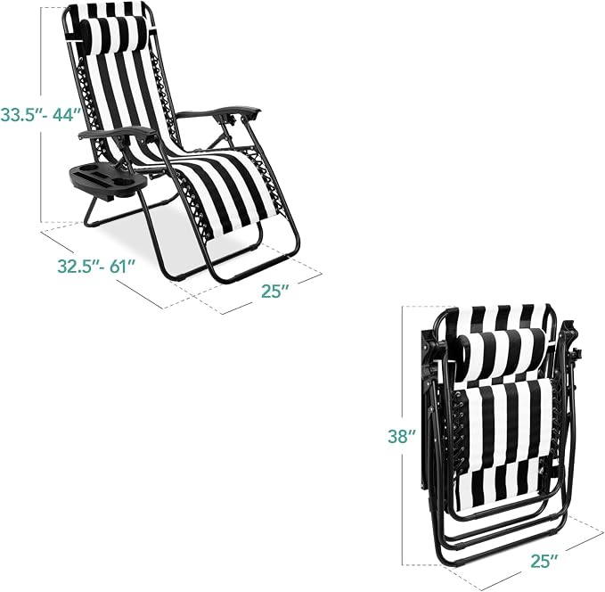 Best Choice Products Set of 2 Adjustable Steel Mesh Zero Gravity Lounge Chair - Image 3