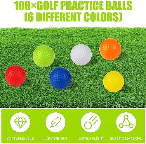 REHALY 108 Pcs Foam Golf Practice Balls Bulk, Realistic Feel Flight Training - Image 2