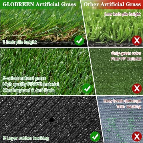 GLOBREEN 2'X6' Artificial Turf Runner Rug, Thick Grass Pads - Image 4