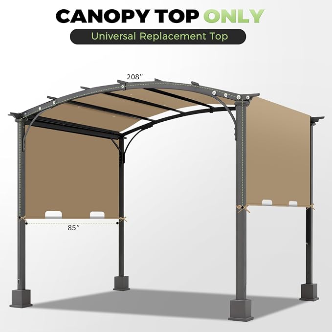 85x208 in Pergola Shade Cover for L-PG080PST Pergola | Khaki, Cover Only - Image 2